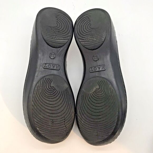 Naot Black Leather Clogs Women's 7 Embroidered Floral Slip On Mules Comfort Shoe - Picture 9 of 12